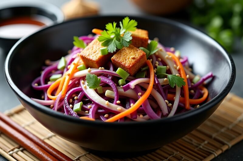 Salat 2.0 – Kreative Rezepte für mehr Geschmack und Vitamine 3 Asiatischer Kohlsalat mit Miso-Ingwer-Dressing und knusprigem Tofu