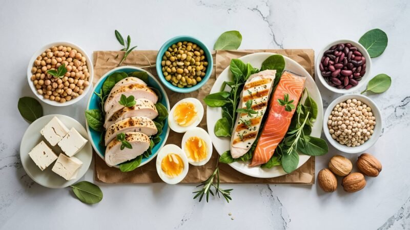 Die Clean Eating Einkaufsliste: Was gehört in deinen Warenkorb und was nicht? 3 Clean Eating Proteinquellen - tierische und pflanzliche Proteine: Hähnchenbrust, Wildlachs, Eier, Hülsenfrüchte, Tofu und Nüsse